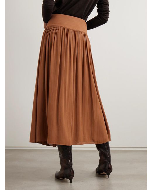 Joseph Brown Santos Pinstriped Gathered Crepe Midi Skirt