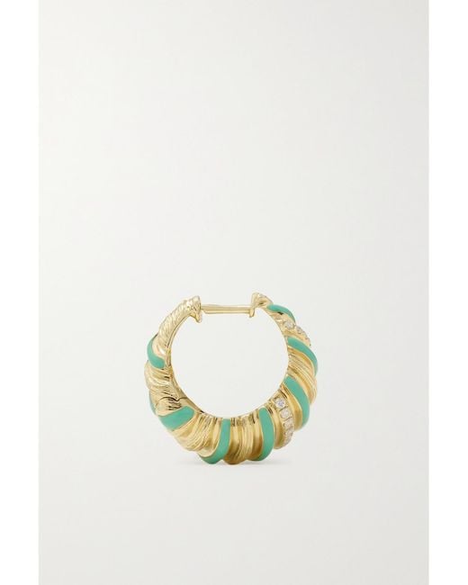 Yvonne Léon Metallic 9-Karat, Enamel And Diamond Hoop Earrings
