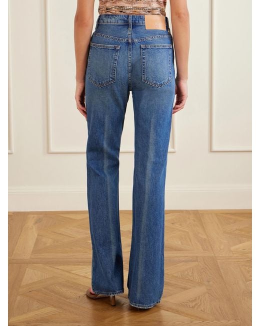 Ulla Johnson Blue The Colette Embellished High-Rise Straight-Leg Jeans