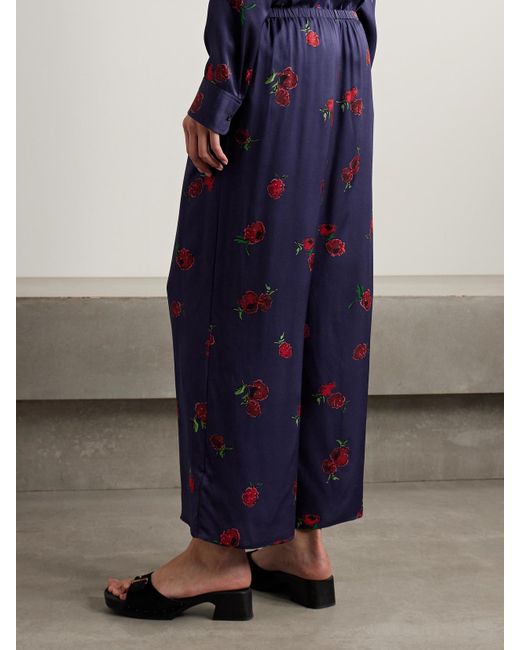 Khaite Blue Mindy Hose Mit Weitem Bein Aus- Bedrucktem Twill