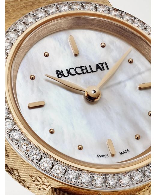 Buccellati White Macri 24 Mm Uhr Aus 18 Karat Mit Perlmutt Und Diamanten