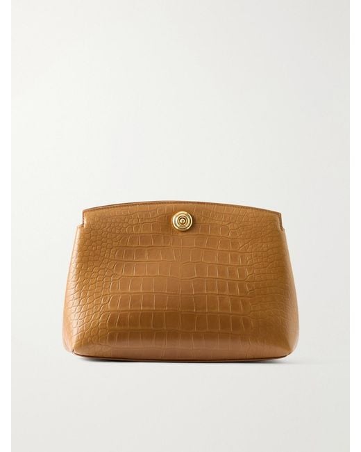 Liffner Natural Pushlock Croc-Effect Leather Clutch