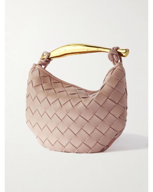 Bottega Veneta Pink Sardine Mini Intrecciato Leather Shoulder Bag