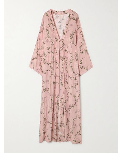 Agua Bendita Pink Amanda Wisteria Floral-Print Jacquard Coverup