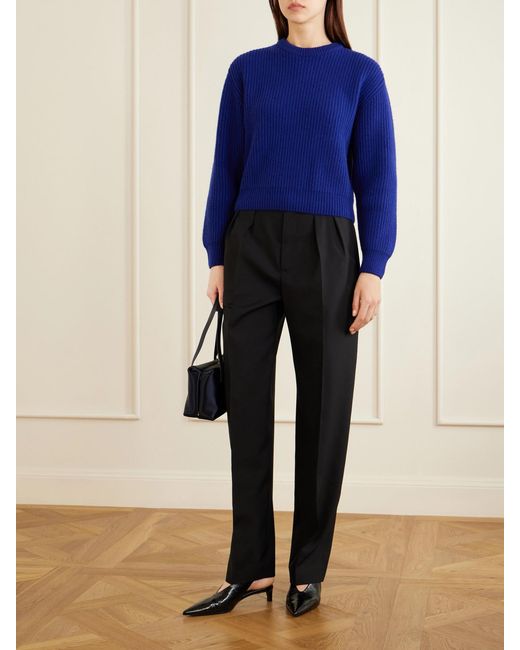 Jil Sander Black Pleated Wool Straight-Leg Pants