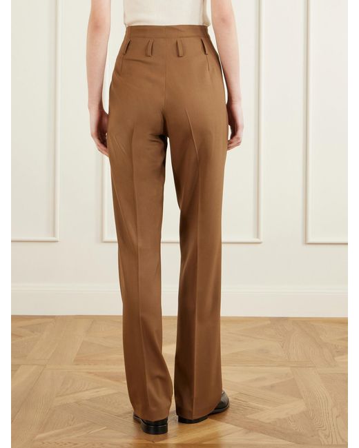 Giuliva Heritage Brown High-Rise Pleated Wool Tapered Pants