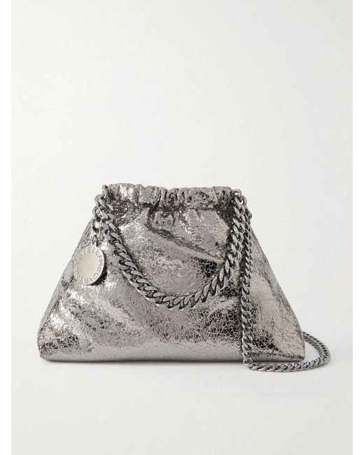 Stella McCartney Gray Falabella Mini Schultertasche Aus Synthetischem Metallic-Material