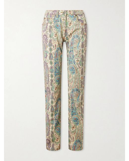 Etro Multicolor Paisley-Print Straight-Leg Jeans