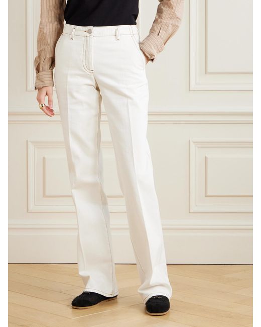 Dries Van Noten White Parchia Low-Rise Straight-Leg Jeans