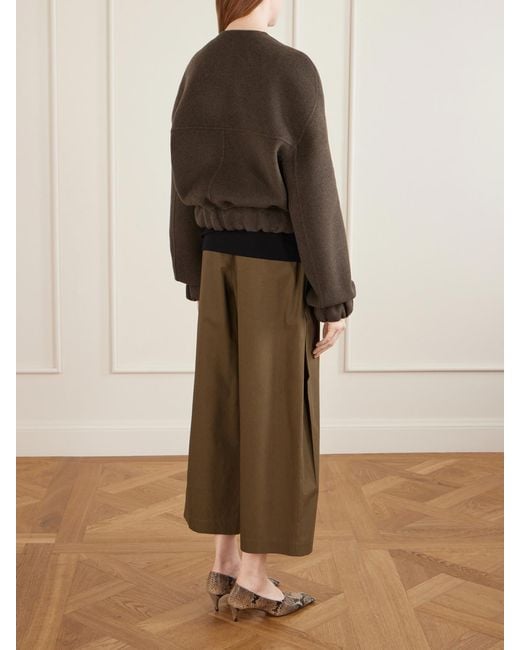 Khaite Brown Cordan Cropped Wool Bomber Jacket
