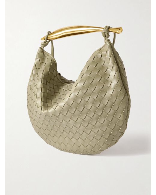 Bottega Veneta Gray Sardine Medium Intrecciato Leather Shoulder Bag