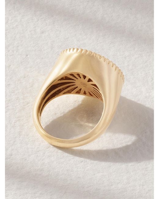 Sydney Evan Natural Small Luck Coin 14-Karat Diamond Signet Ring