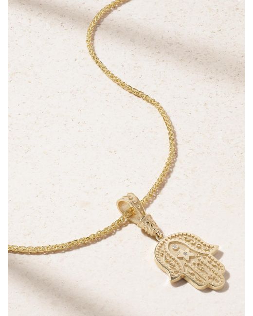 Marlo Laz Natural Southwestern Hamsa 14-Karat Diamond Necklace