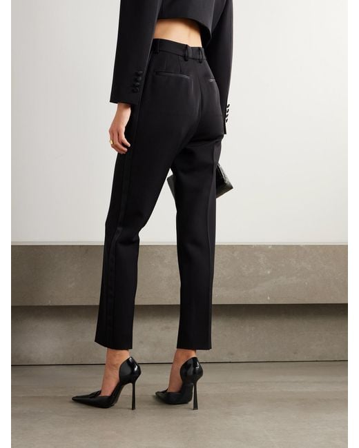 Dolce & Gabbana Black Pleated Wool-Blend Gabardine Straight-Leg Pants
