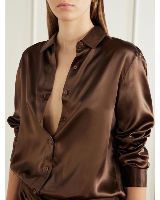 Abadia Brown Satin Bodysuit
