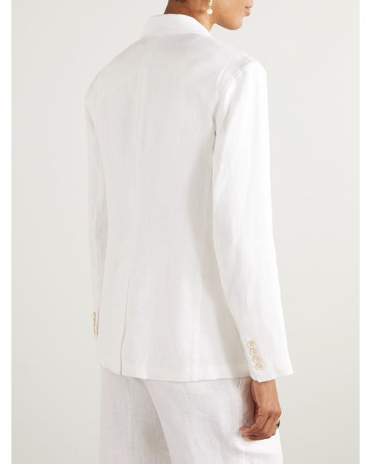 Polo Ralph Lauren White Double-Breasted Linen Blazer
