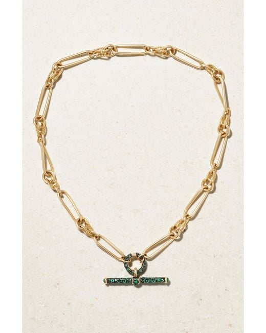 Lucy Delius Natural Twisted Link Connection 14-Karat Emerald Necklace