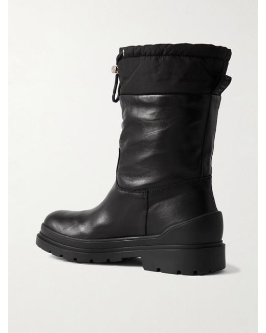 Bogner Black St. Moritz Shell-Trimmed Shearling-Lined Leather Ankle Boots