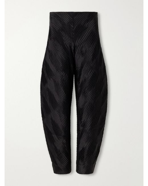 Rohe Black Plissé Satin Tapered Pants