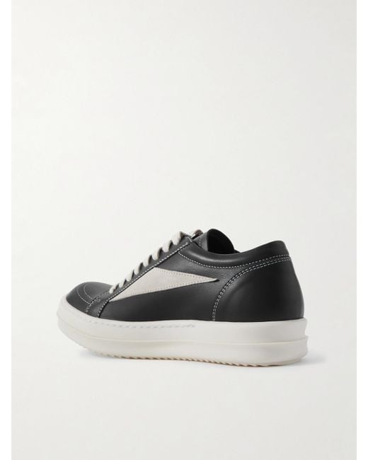 Rick Owens Black Vintage Suede-Trimmed Leather Sneakers