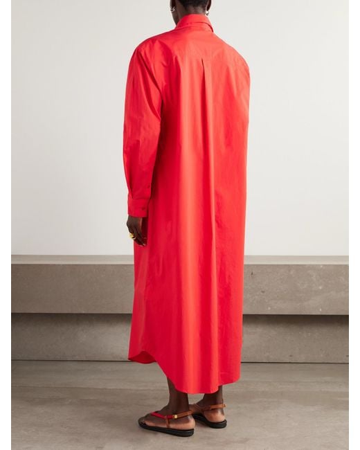 Frankie Shop Red Carlen Maxi-Hemdblusenkleid Aus Baumwollpopeline