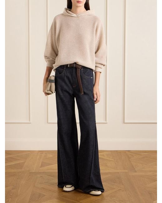 Brunello Cucinelli Natural Waffle-Knit Cashmere Hoodie
