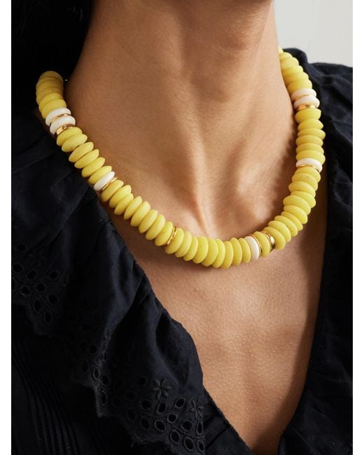 Lizzie Fortunato Yellow Laguna-Plated Beaded Necklace