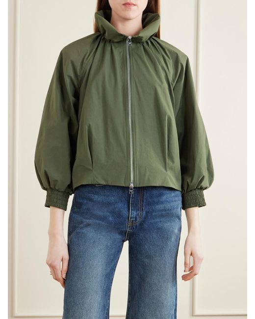 Veronica Beard Green Circe Faille Bomber Jacket