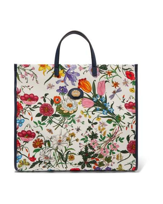 Gucci Handtasche mit Blumen-Print in Weiß | Lyst DE