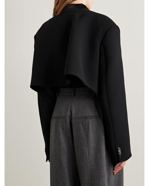 Khaite Black Comair Verkürzter Blazer Aus Crêpe Mit Satinbesatz