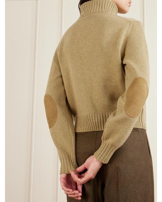 Loro Piana Natural Parksville Suede-Trimmed Cashmere Cardigan