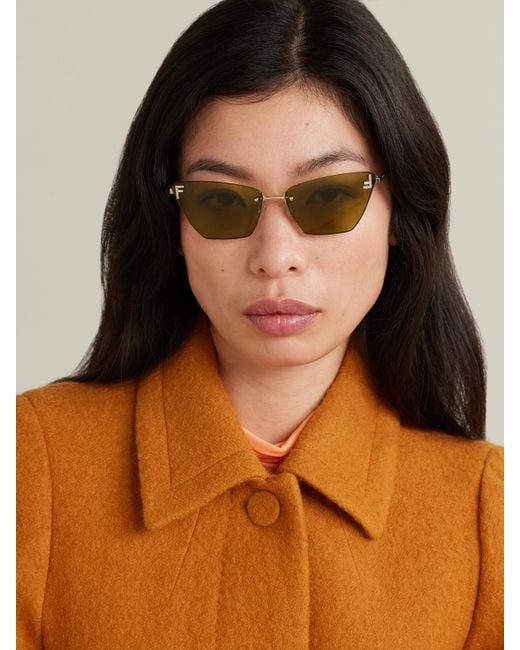 Fendi Natural Rimless Cat-Eye Crystal-Embellished-Tone Sunglasses