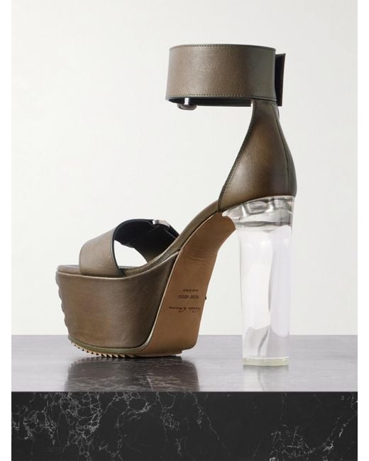 Rick Owens Black Leather Platform Sandals
