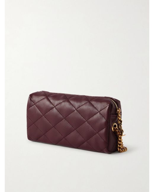Saint Laurent Purple Cassandre Bijou Quilted Textured-Leather Pouch