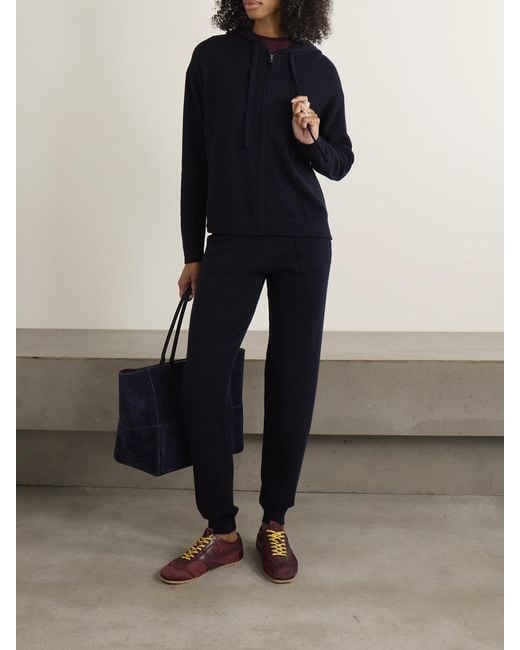 Allude Blue Wool And Cashmere-Blend Tapered Track Pants