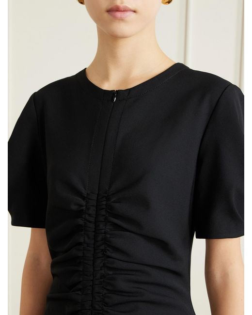 La Ligne Black Noemi Ruched Recycled Stretch-Jersey Midi Dress