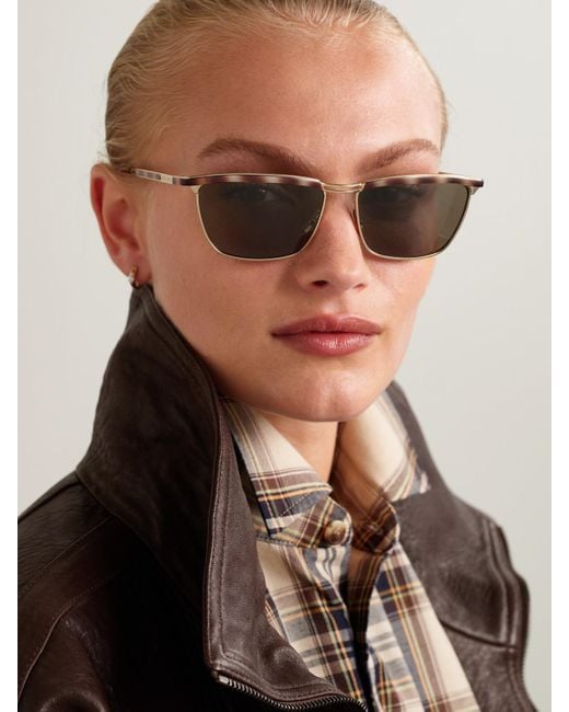 Saint Laurent Gray Joe D-Frame Tortoiseshell Acetate And-Tone Sunglasses