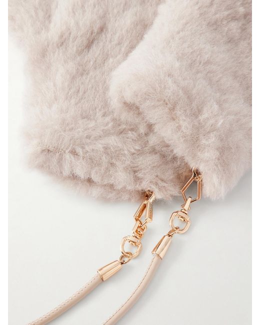 Max Mara White Ombrato Strap-Detailed Alpaca, Wool And Silk-Blend Gloves