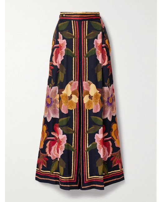 Farm Rio Red Hose Mit Weitem Bein Aus Twill Mit Falten Und Blumenprint