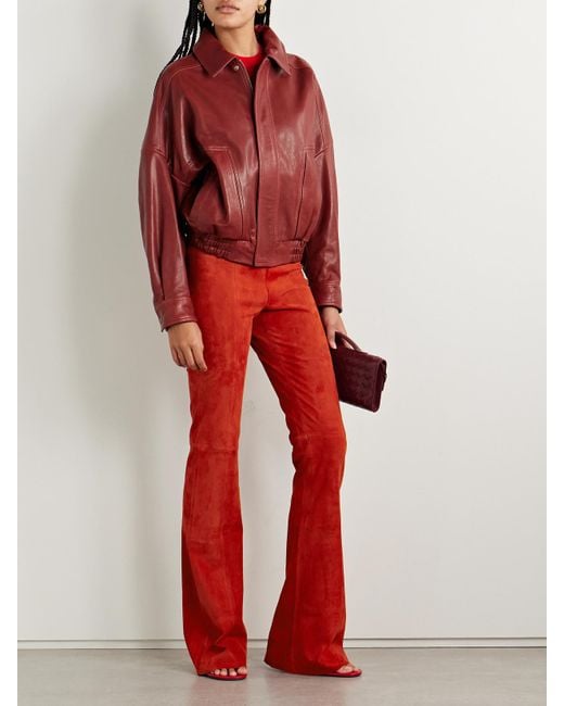 Pantalon Évasé En Daim Gégé Stouls en coloris Red