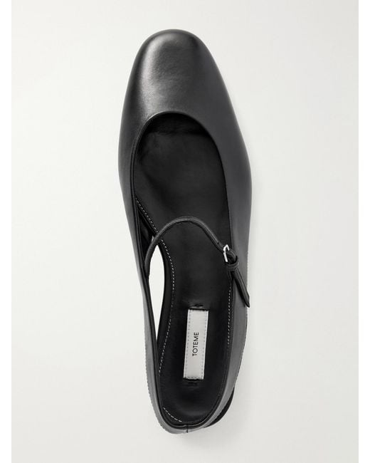 Totême White Leather Mary Jane Slingback Ballet Flats