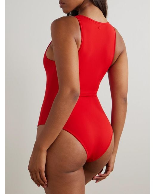ワンピース水着 LOULOU DE SAISON FW25 Swimwear (GIANNA RED) LOULOU DE SAISON Gianna Plunge Neck One-Piece Swimsuit