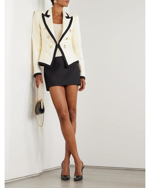 Balmain Black Blazer Aus Webstoff Mit Zierknöpfen