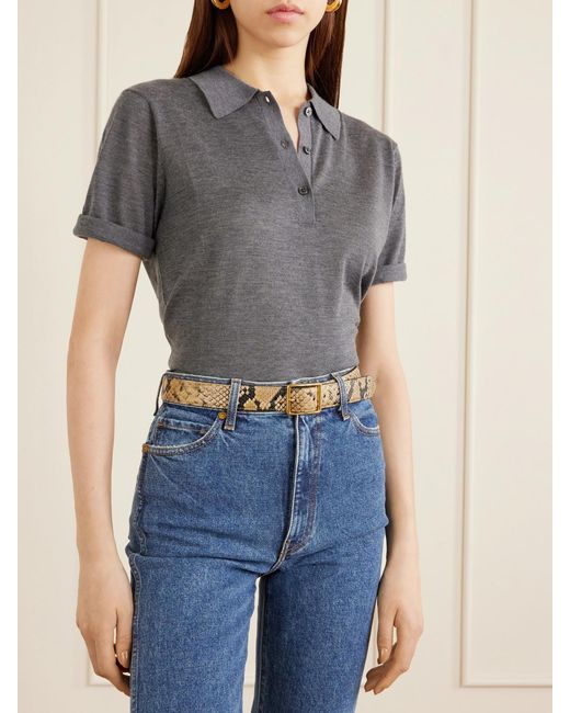 Nili Lotan Natural Gabriele Snake-Effect Leather Belt