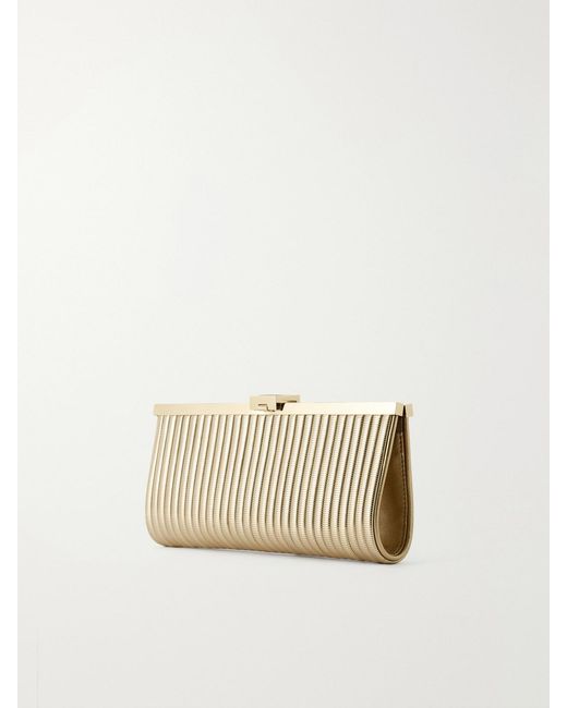 Aquazzura Natural Heatwave Metallic Leather Clutch Bag
