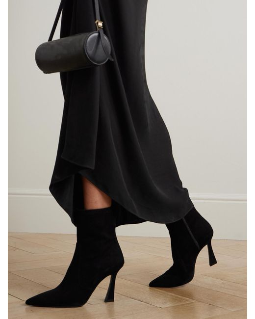 Stuart Weitzman Black Vinnie Suede Ankle Boots
