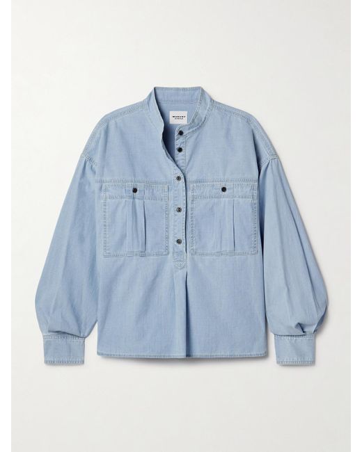 Isabel Marant Blue Vero Hemd Aus Baumwoll-Chambray