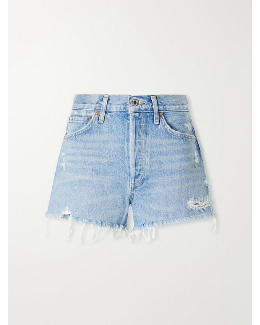 Agolde Blue Swapmeet Parker Short Vintage Cut Off Shorts