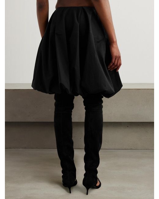 Alaïa Black Gathered Cotton-Poplin Mini Skirt