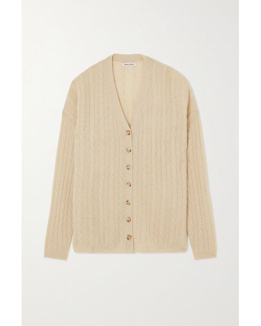 Reformation Giusta Cable-knit Recycled-cashmere Cardigan in Natural | Lyst